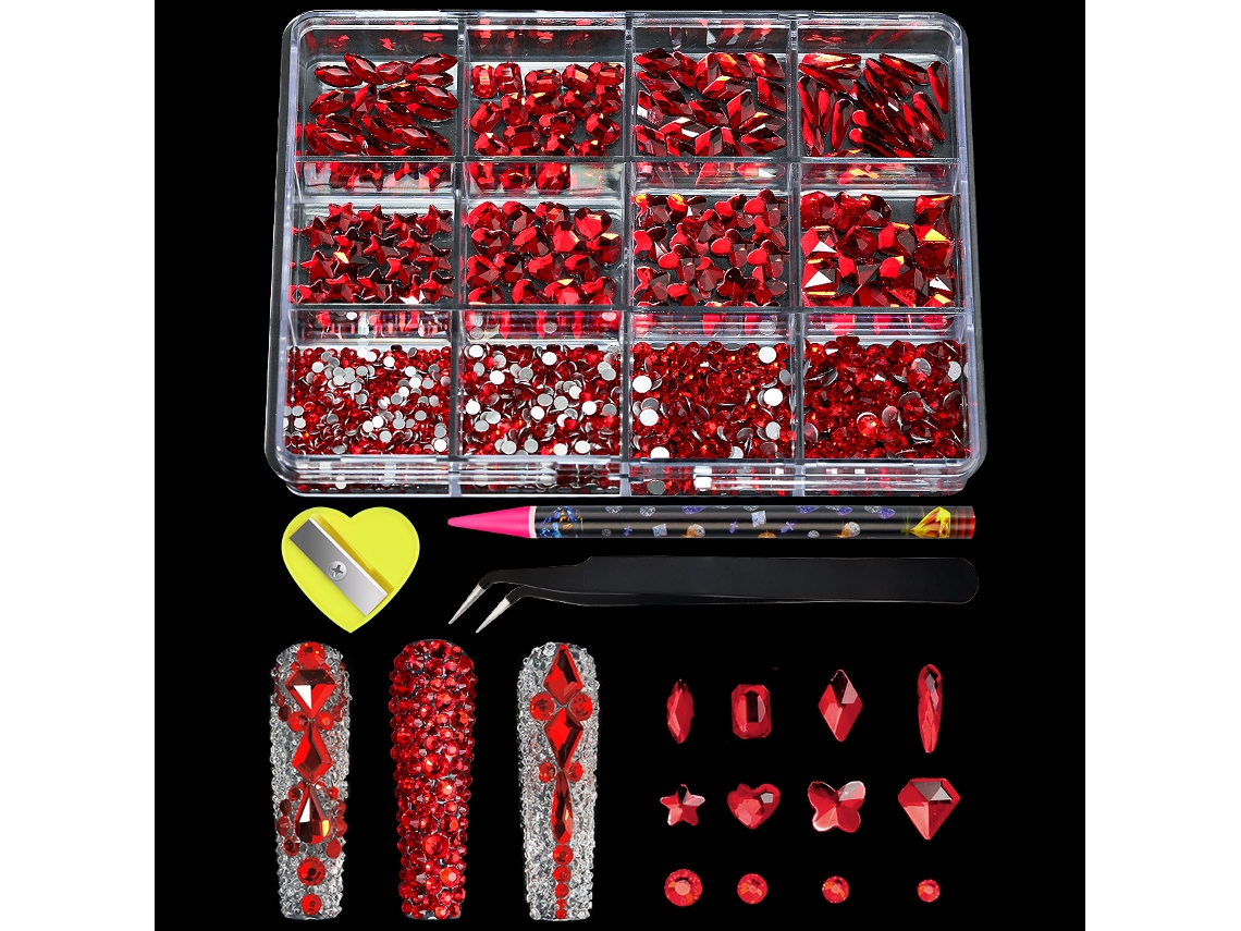 Adesivos De Unha Com Strass De Cristal Ab, 12 Formatos Variados, Design Plano 3d.