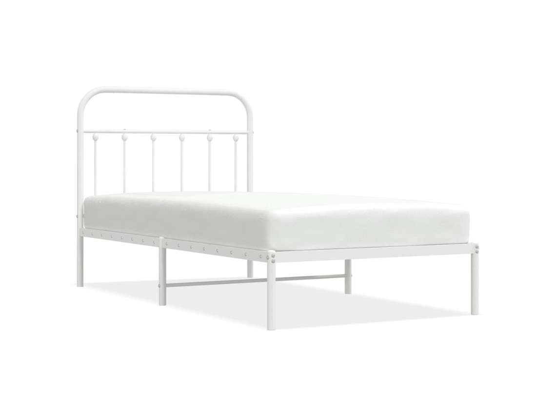 Bed Frame, Bed Frames Vidaxl Branco Aço (100 X 190 Cm)