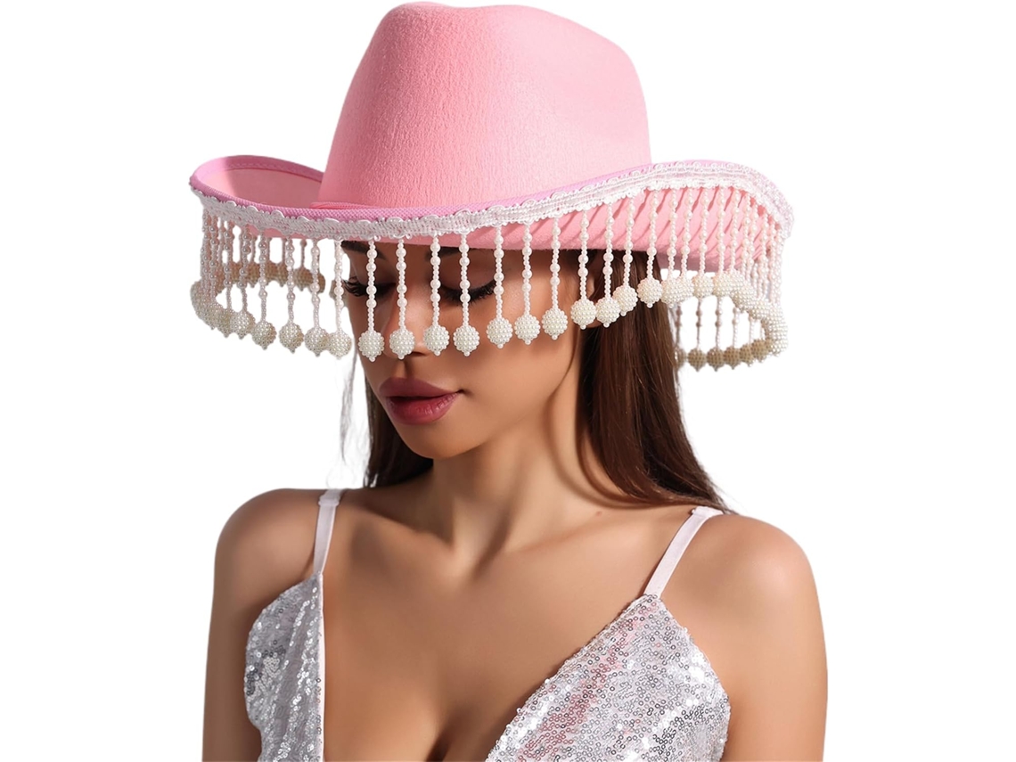 Chapéu Feminino Com Franjas E Strass - Design Resistente E Versátil