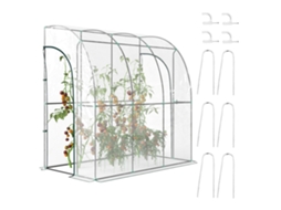 Estufa de jardim inclinada, com varanda, lona reforçada, 2 portas enroláveis, 214x118x212 cm, transparente | S/MARCA