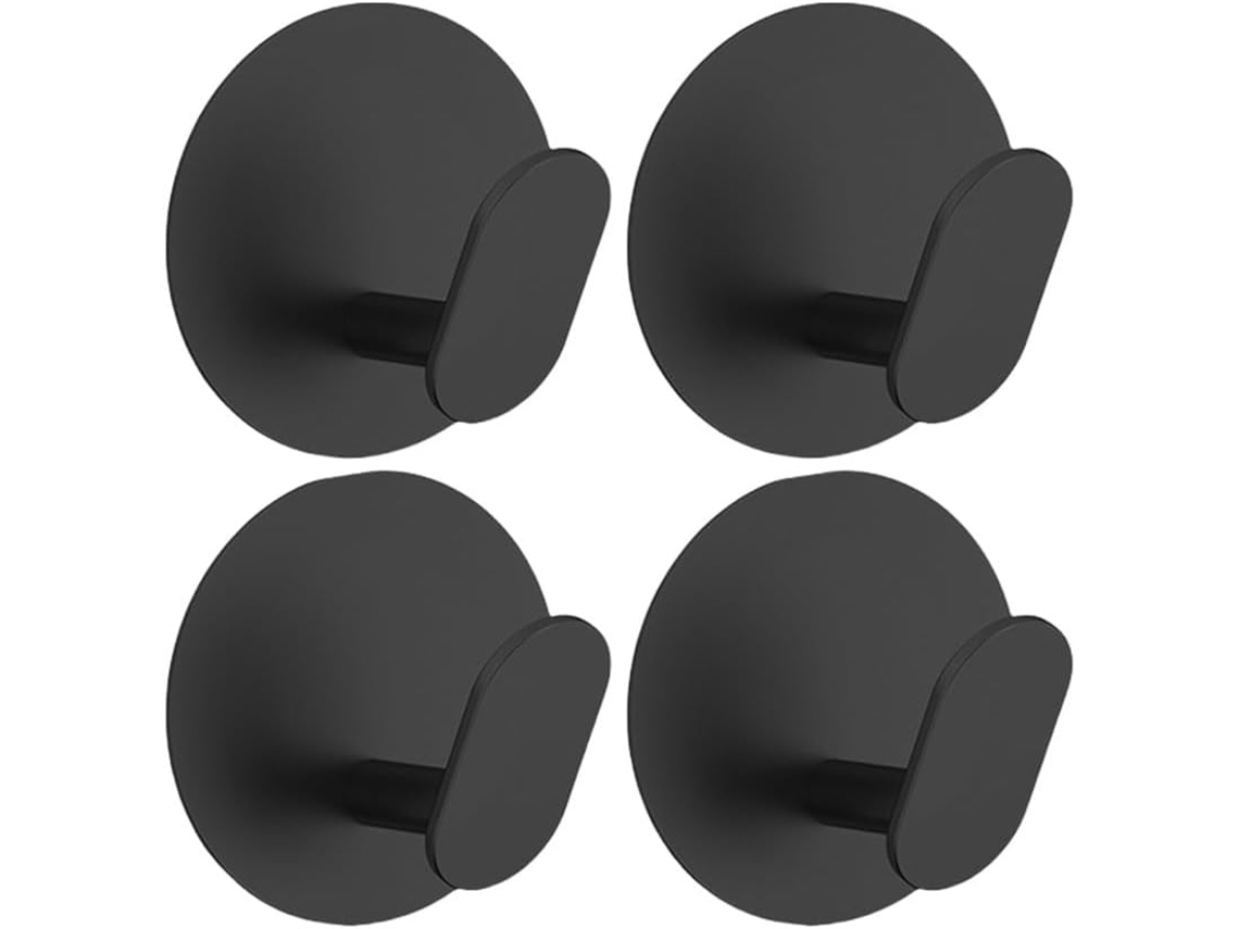 Conjunto De 4 Ganchos De Parede Para Toalhas, Ideais Para Casa De Banho E Cozinha - Para Pendurar Roupões E Casacos (preto, Aço Inoxidável)
