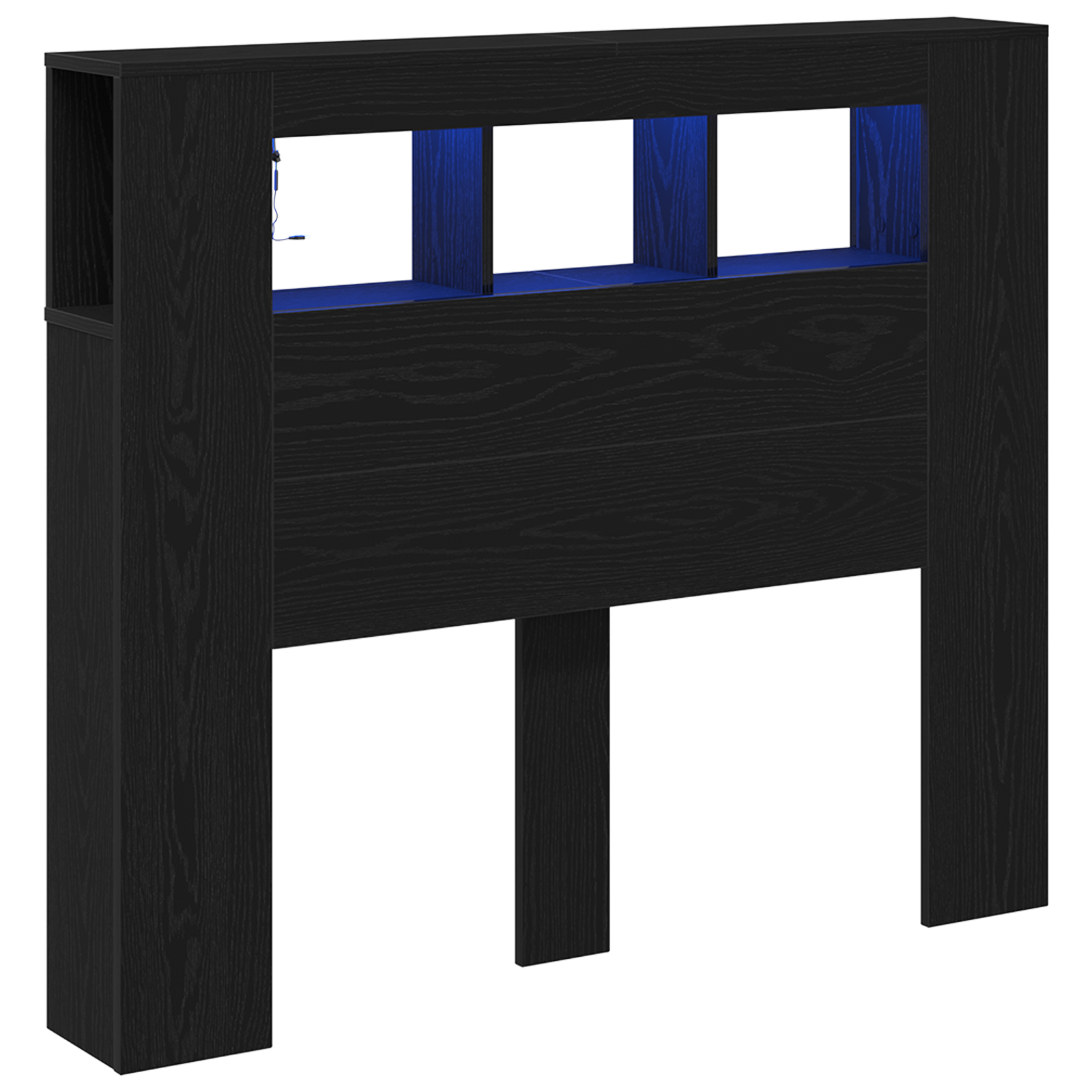 Conjunto 1 Cabeceira Led Vidaxl Preto Derivados De Madeira (120 X 18,5 X 103,5 Cm)