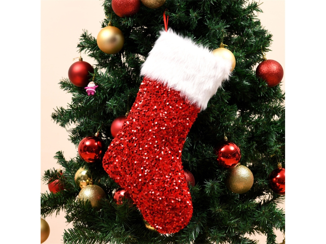 Laxiscreed Meias De Natal De Plush Com Strass E Lanyard Para Decoração E Presente Portátil