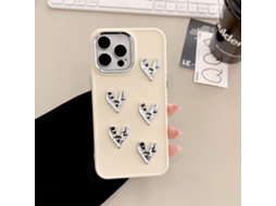 Capa Para Iphone 17 Bege Com Estampa De Coração Amassado, Acabamento Eletroplástico, Design Leve E Luxuoso.