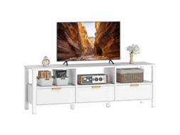 Suporte Para Tv De 152 Cm, Suporte Para Tv De 65 Polegadas Com 3 Gavetas E 3 Prateleiras Abertas, 152x39,5x50cm, Branco