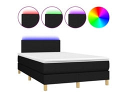 Cama Box Spring com Colchão e Led Tecido Preto MAISON EXCLUSIVE (120x200 cm)