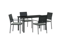 Maison Exclusive - Conjunto De Jantar Para Jardim 5 Pcs Preto E Cinza Claro