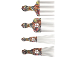 Conjunto de 4 pentes longos de aço inoxidável para penteados afro.