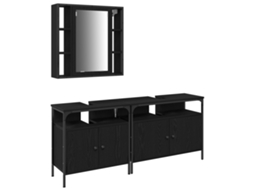 Conjunto 3 Penteadeira De Banheiro Vidaxl Preto Derivados De Madeira (80 X 30 X 60 Cm)
