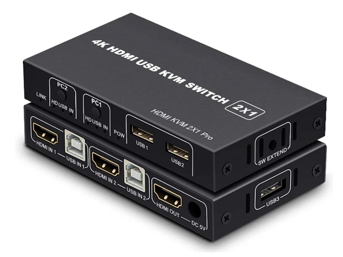 Adaptador De Switch A4k Hdmi Kvm Preto