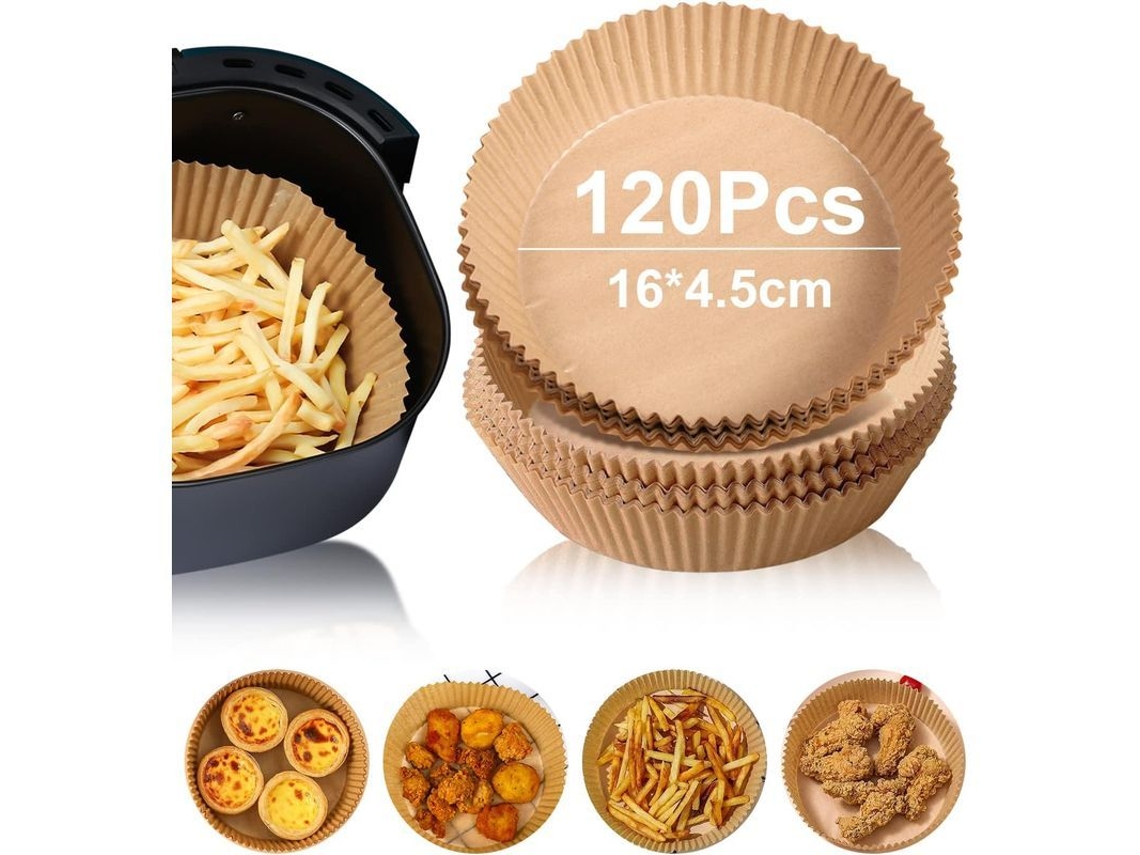 Folhas de papel para Air Fryer 120 peças, papel de forno antiaderente, redondo (16x4.5) | S/MARCA