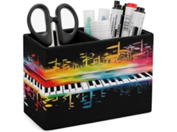 Porta-lápis colorido em formato de teclado de piano, notas musicais, com compartimento duplo, porta-lápis para maquiagem.