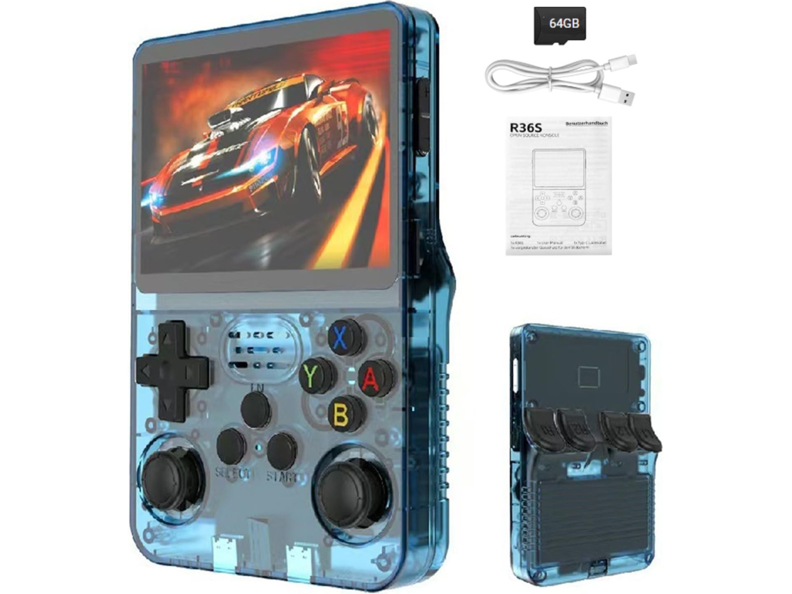 Console Portátil Retrô com Mais de 15.000 Títulos Clássicos, Tela Ips de 3,5 Polegadas, 64gb AQUAFORGE