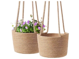 2pcs Cesto De Macramê Para Plantas, Cesto De Suspensão Em Corda De Algodão Para Vasos De Flores Decoração Artesanal