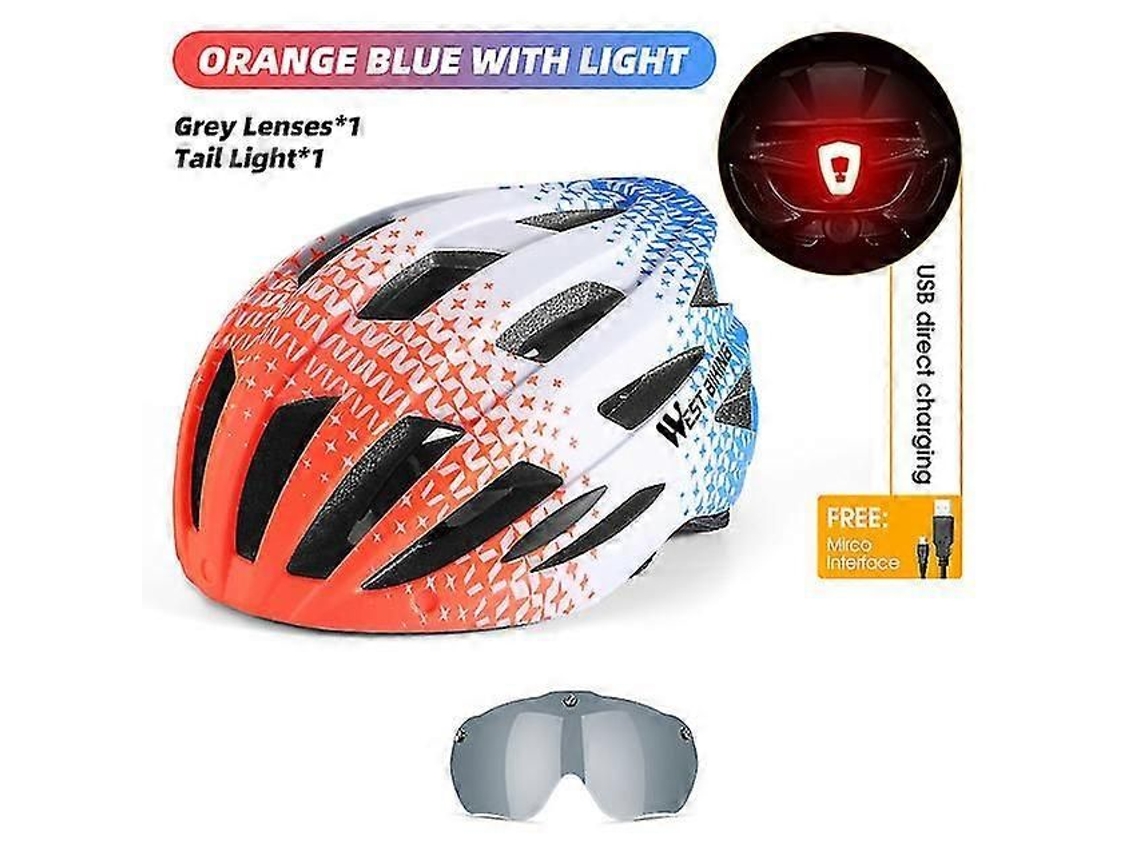 Capacete De Ciclismo Unissex Com Lanterna Traseira, Óculos De Proteção E Viseira Solar. Ideal Para Bicicletas De Montanha, Estrada, Elétricas E M