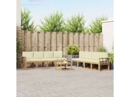 Vidaxl Conjunto De Sofás Para Exterior 9 Pcs Branco E Creme