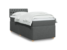 Vidaxl Cama Com Molas/colchão 90x190 Cm Tecido Cinza-escuro