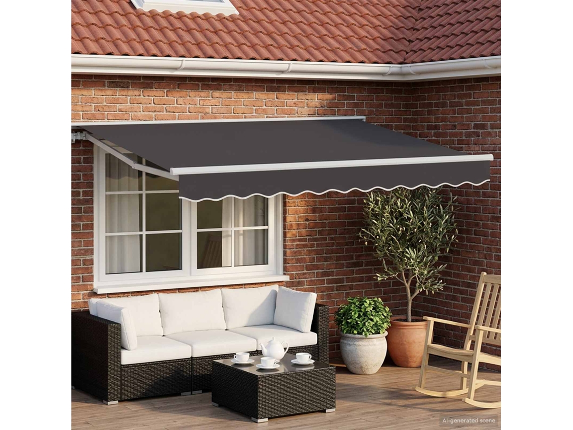 Vidaxl Toldo Retrátil Elétrico Branco E Antracite 3,5 X 2 M