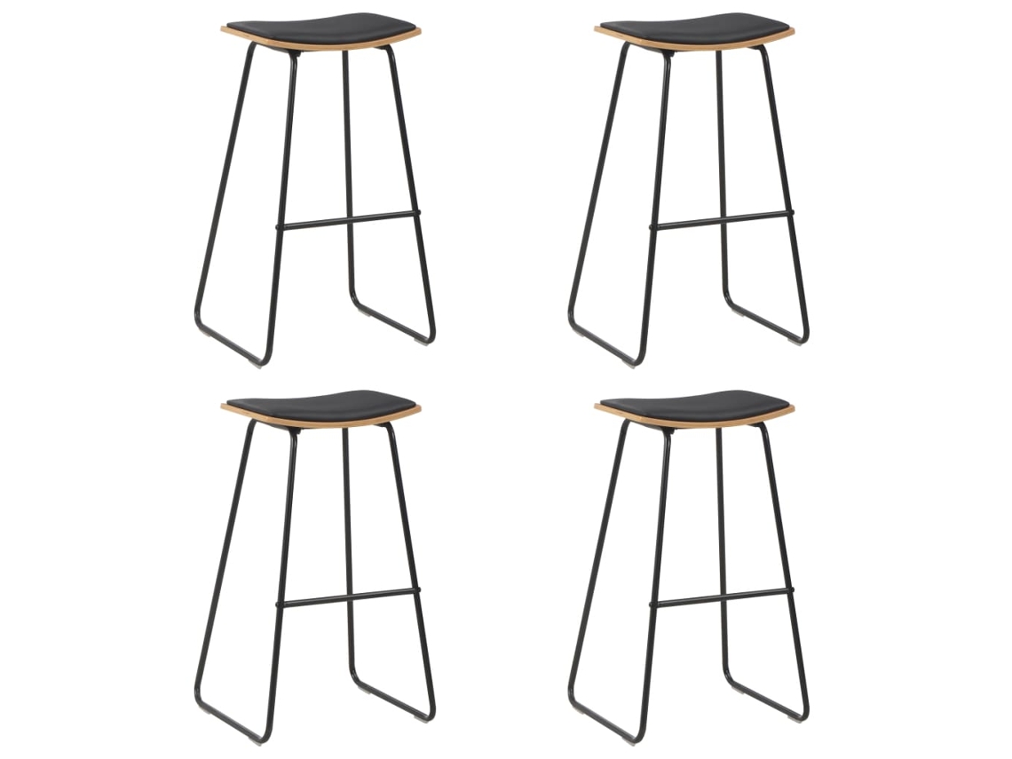 Vidaxl Bancos De Bar 4 Pcs Couro Artificial Preto