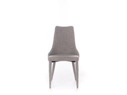 Cadeira Myriam Estofada Em Tecido Cinza Com Estrutura De Metal Pintado - Design Elegante E Refinado Para A Sala De Jantar.