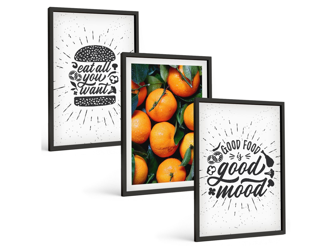 Conjunto De Pinturas Cozinha, Laranjas Suculentas Espelharte (3 Peças 40x60 Cm)