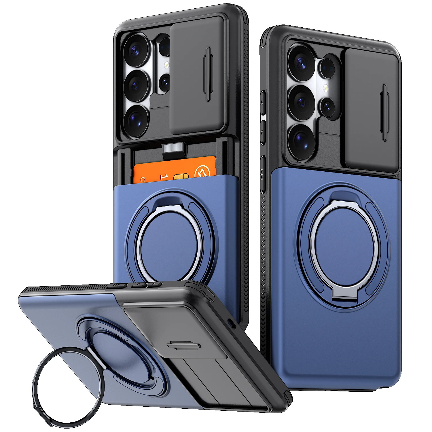 (azul Escuro Samsung S23 Ultra) Capa Protetora Deslizante Para Câmera, Suporte Magnético Para Carro