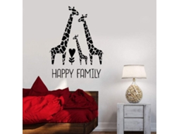 Adesivo de Parede Família Feliz com Girafa Fofa e Amada para Quarto Infantil, Berçário e Decoração de Parede em Vinil, 42x54 cm