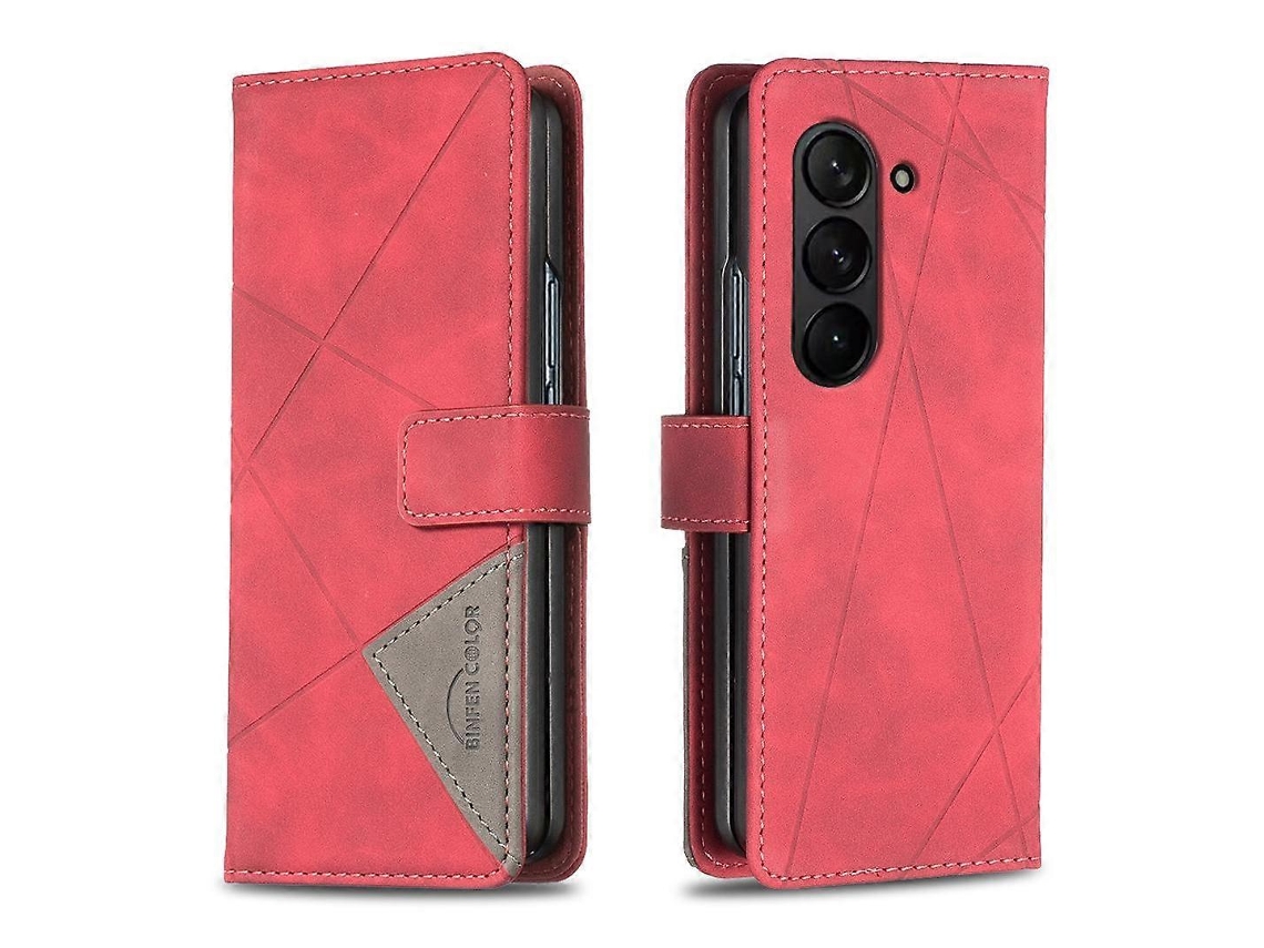 Capa De Celular De Couro Com Textura De Losango E Fivela Magnética
