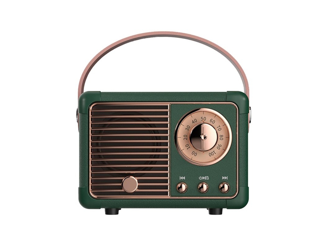 Coluna Bluetooth Retrô Portátil Mini Placa de Áudio Leitor de Música Computador Sem Fio Inteligentes Verde