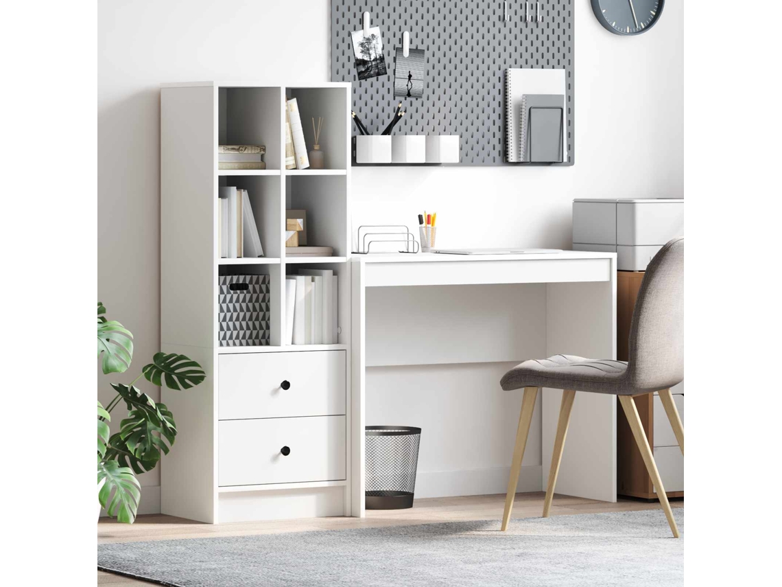 Vidaxl Mesa Com Gaveta Com Prateleira Com Armazenamento 2 Pcs Branco