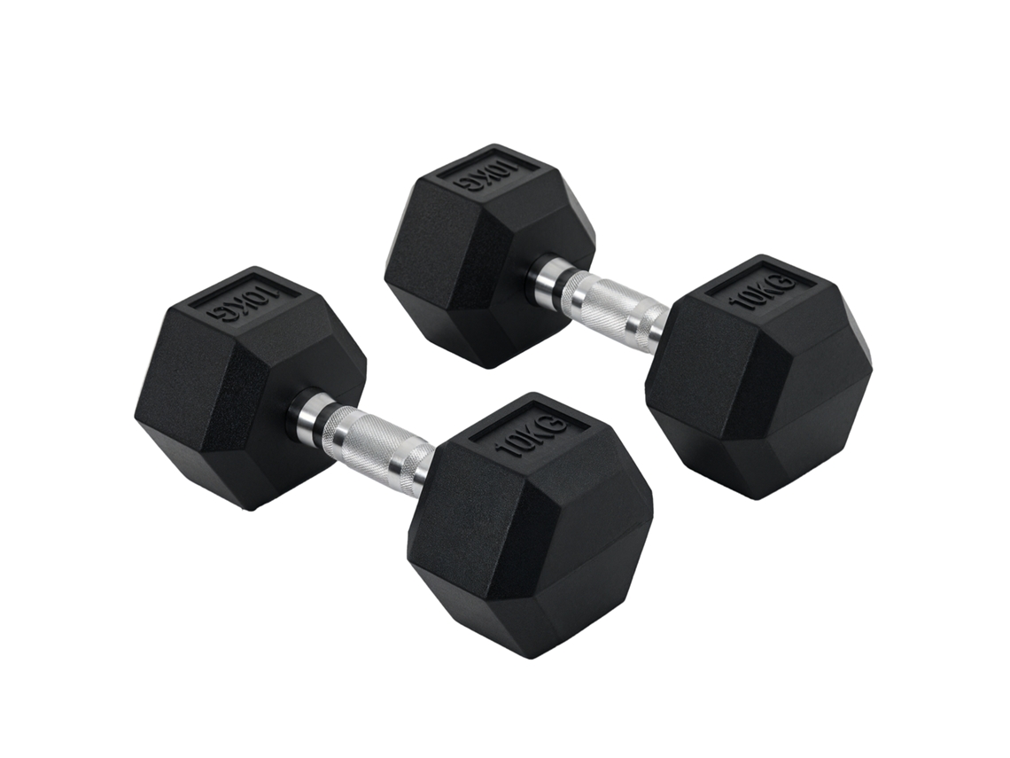 Peso Hexagonal 2x10kg Barra Conexão Preto Prata