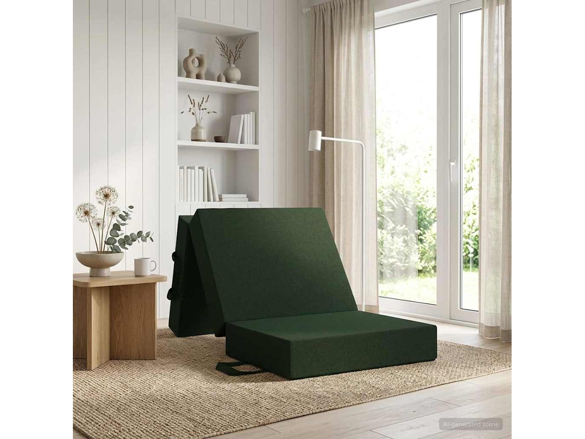 Vidaxl Sofá Cama Dobrável 75 X 63 X 45 Cm Verde-escuro