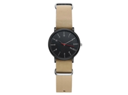 Relógio masculino casual analógico de quartzo com pulseira de PU, mostrador redondo simples (bege)