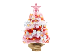 Árvore De Natal Mini Pink Laxiscreed De 45cm Com Luz Quente E Bateria Aa Incluída