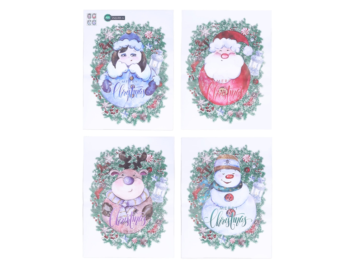 4pcs Pegatinas De Navidad Muñeco De Nieve Decoración Pegatinas Para Pared Ventana Puerta