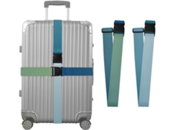 Conjunto De 2 Cintas Para Bagagem, Degradê Verde Escuro E Azul, Portáteis, Ajustáveis, Para Bagagem, Itens Essenciais De