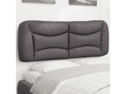 Vidaxl Almofadão De Cabeceira Hvar 120 Cm Couro Artificial Cinzento