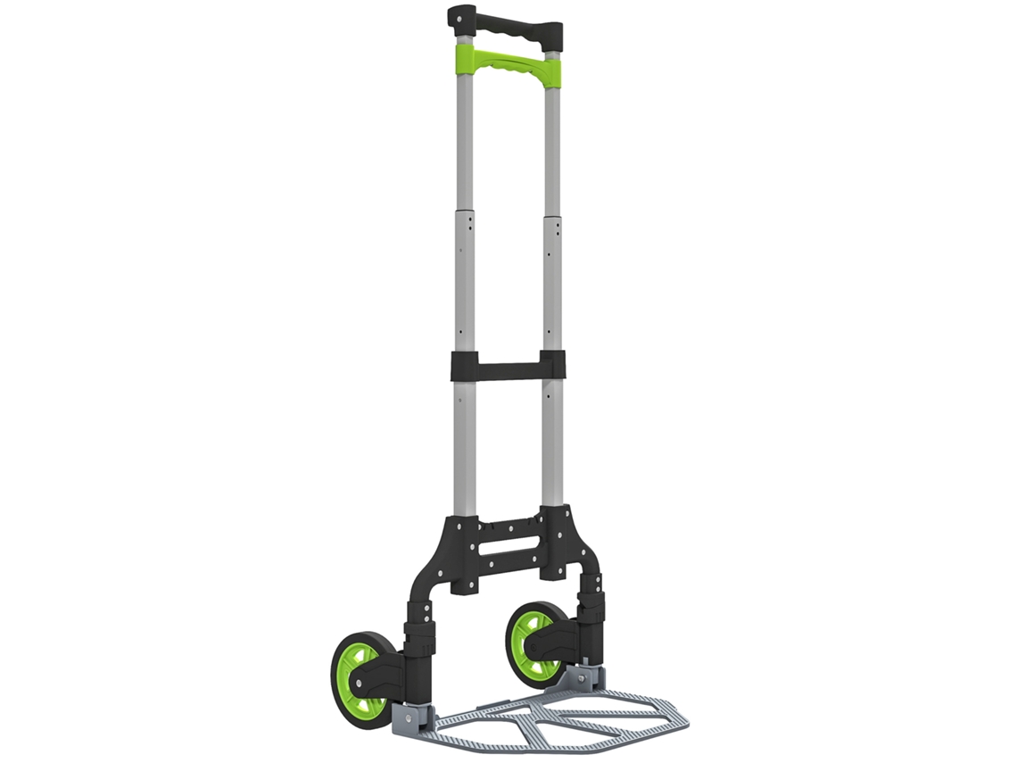 Caminhão Manual Dobrável De Alumínio Com Alça Telescópica De 100 Cm, Para Armazém, Aeroporto, 38,5x41x100cm, Verde