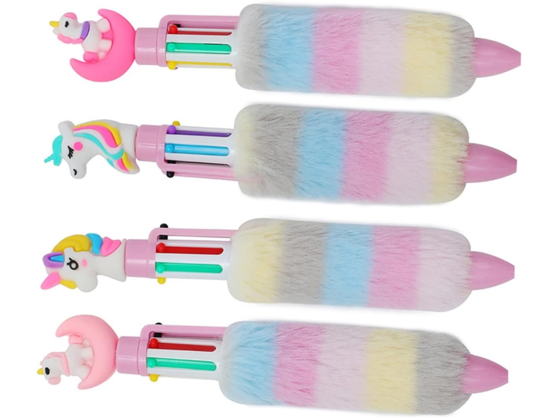 Conjunto De 4 Canetas Esferográficas Pelúcia Coloridas Para Meninos,