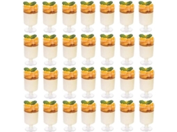 2026 100 Copo de Sobremesas Mini de Plástico Transparente 100ml Reutilizáveis para Festa, Casamento, Eventos 9x5cm