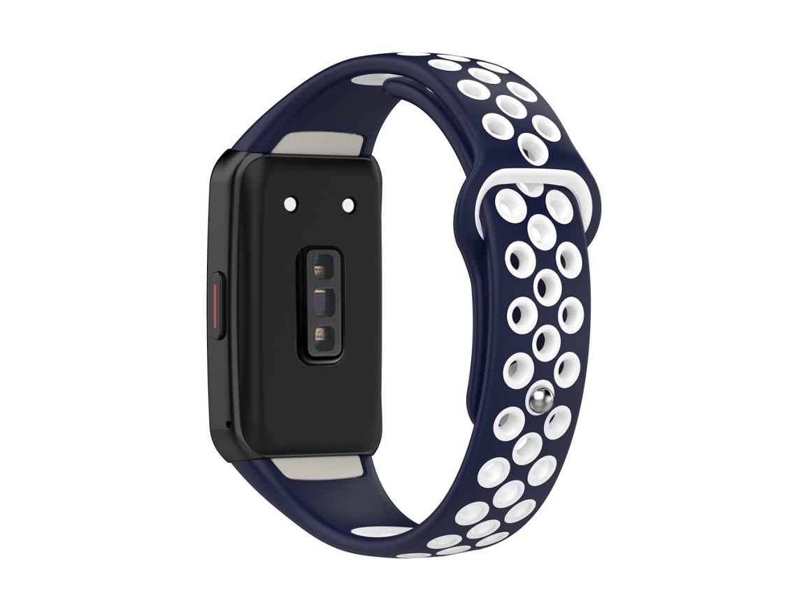 Bracelete Silicone Duas Cores Ajustável para Huawei Band 6/Honor Band 6 Azul Da Meia Noite/Branco
