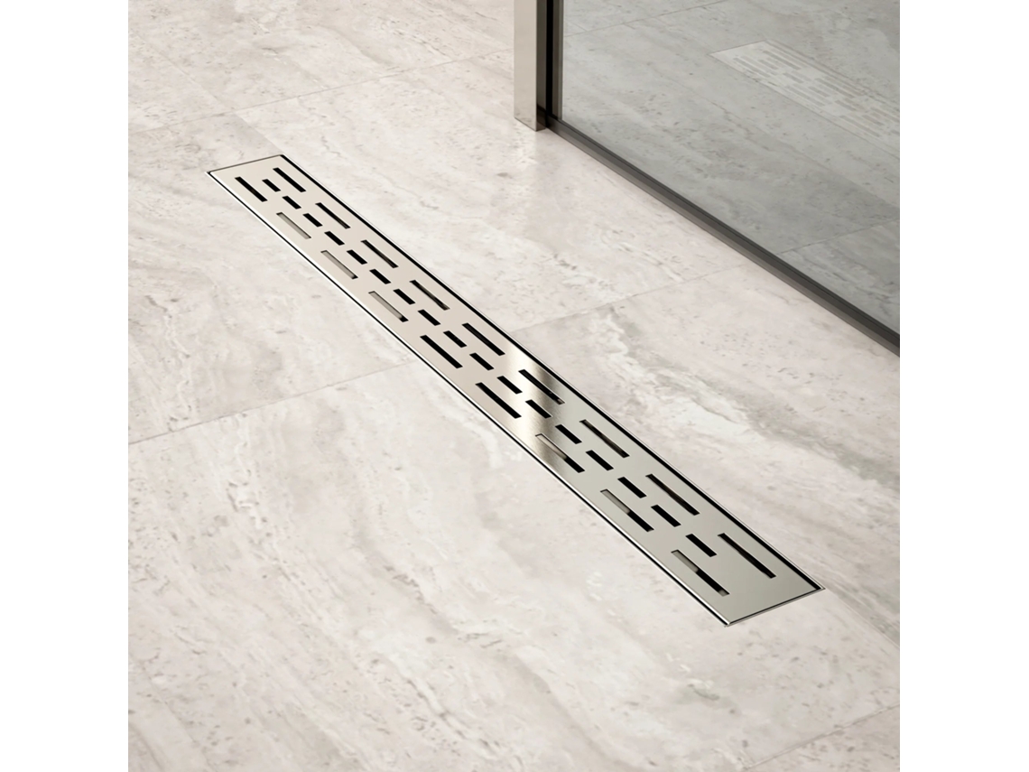 Calha Chuveiro - 70 Cm - Grelha Padrão - Aço Inoxidável - Com Flange