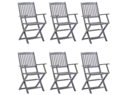 Maison Exclusive - Cadeiras Exterior Dobráveis C/ Almofadões 6 Pcs Acácia Maciça