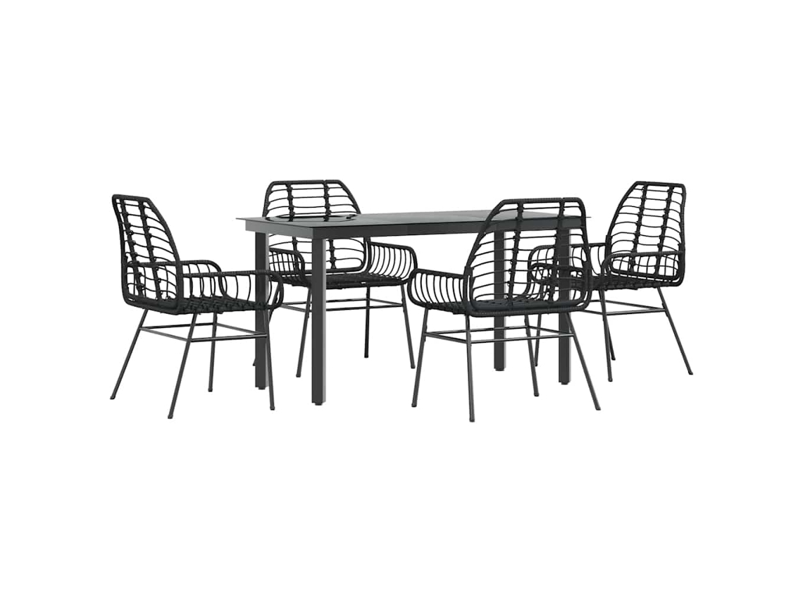 Garden Dining Set, Garden Dining Sets Vidaxl Preto Rattan / Vime (140 X 70 X 74 Cm)