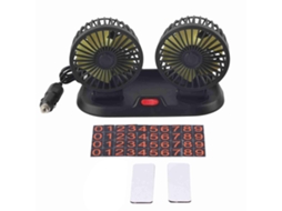Ventilador Elétrico Carro 12v 360° Duas Cabeças Amarelo
