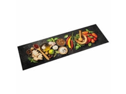 Vidaxl Tapete De Cozinha Lavável 45x150 Cm Veludo Padrão Especiarias