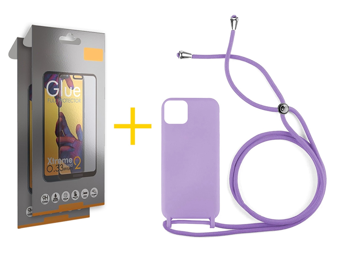 Pack 2 x Película de Vidro Temperado Full + Capa GANDY Apple iPhone 16 Plus Gel Rope Lilás