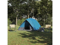 Vidaxl Barraca De Camping 4 Pessoa À Prova D'água Azul Tafetá