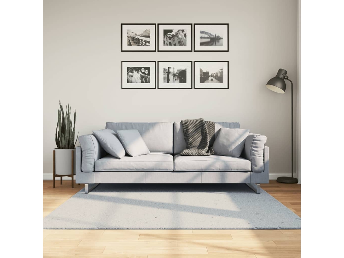 Vidaxl Tapete Pelo Curto Macio E Lavável Huarte 160x160 Cm Azul