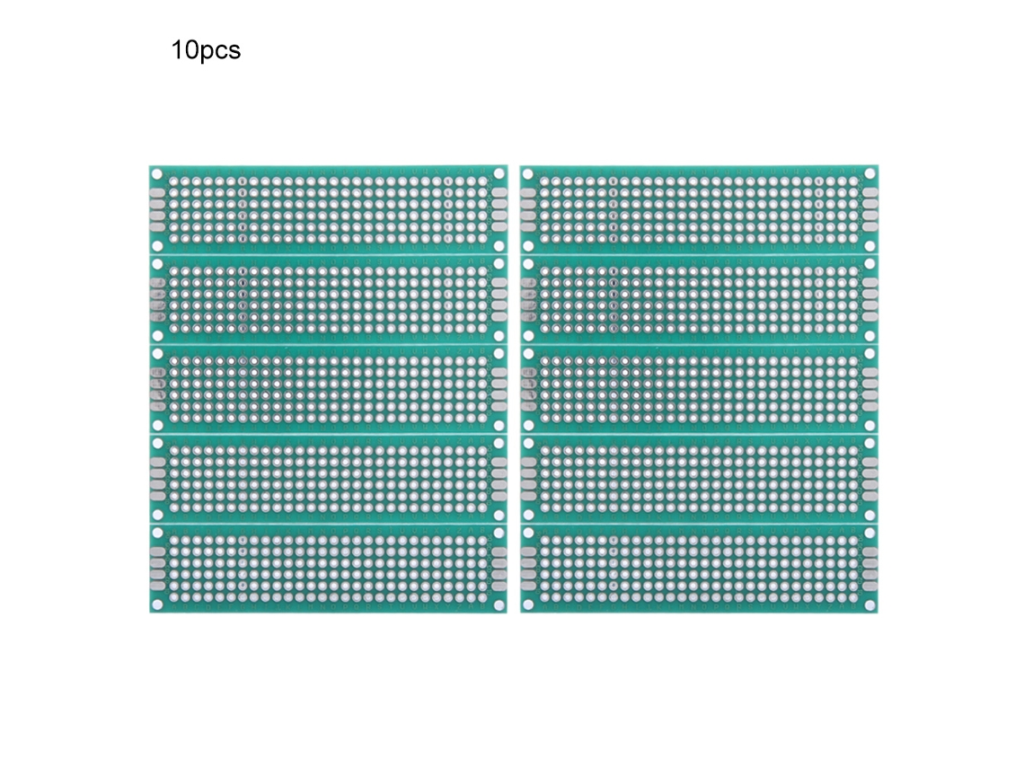 10 Peças de Placa Pcb de Duas Faces 2x8cm para Protótipos e Breadboard Universal
